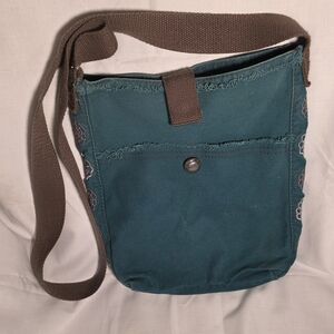 Thirty-One Teal Messenger Bag with Brown Strap